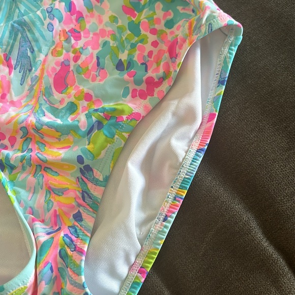 Lilly Pulitzer Lanai Halter One Piece Catch The Wave Swimsuit Blue Pink Size 2 - Picture 3 of 9